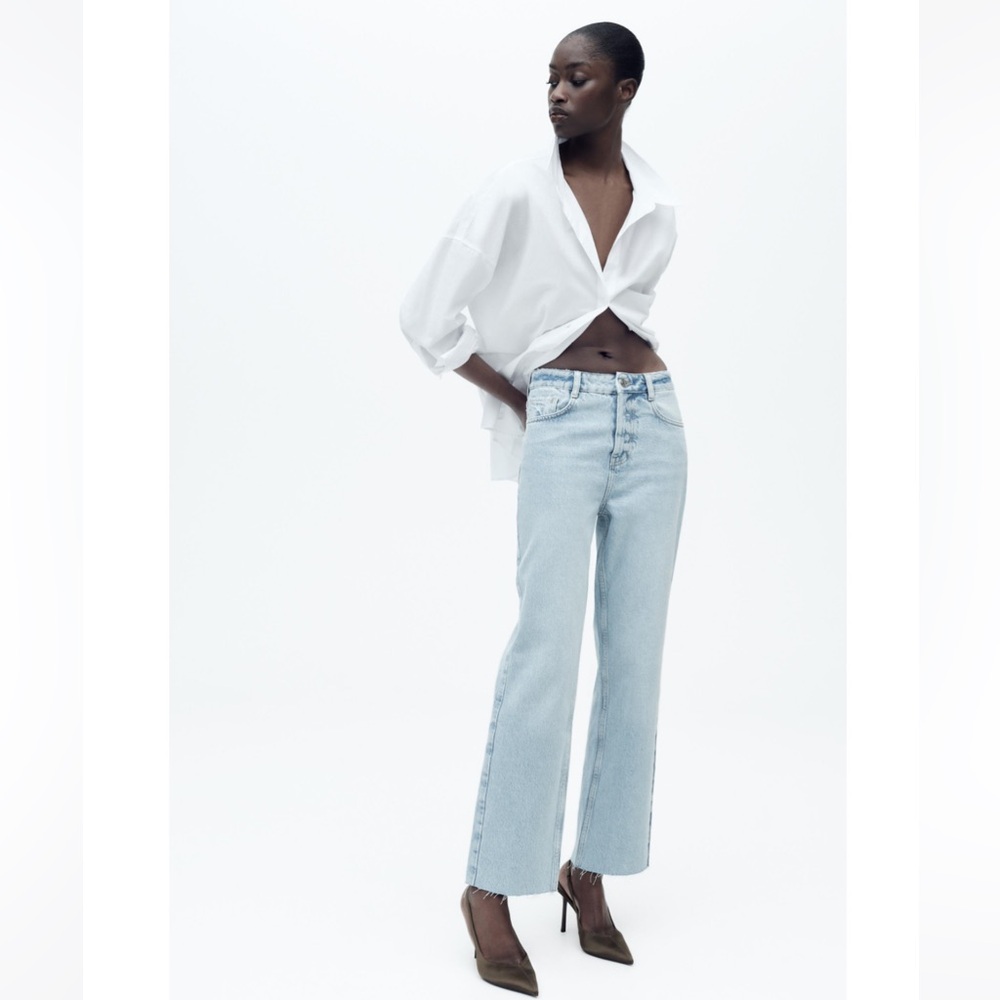 Zara High Waist Straight Leg Jeans, 4
